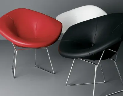Poltroncina di design in pelle con base in metallo Gipsy di Deas