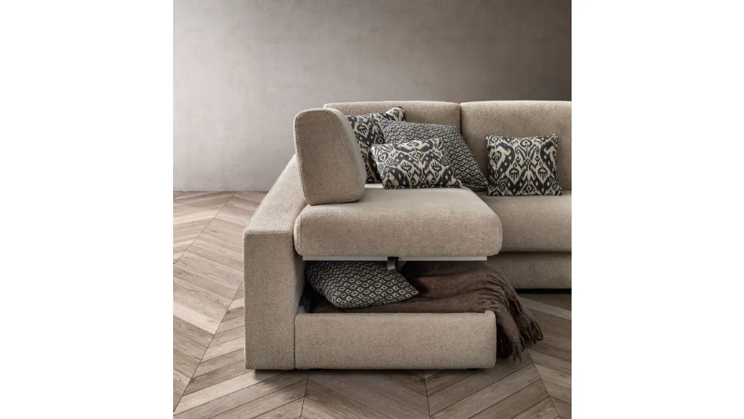 Divano Letto con penisola contenitore Cliff di Samoa