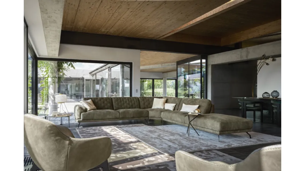 Divano angolare dal design elegante con cucitura sullo schienale Gerba di Nicoline