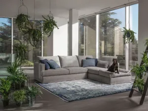 Divano ad angolo in tessuto Glammy di Samoa