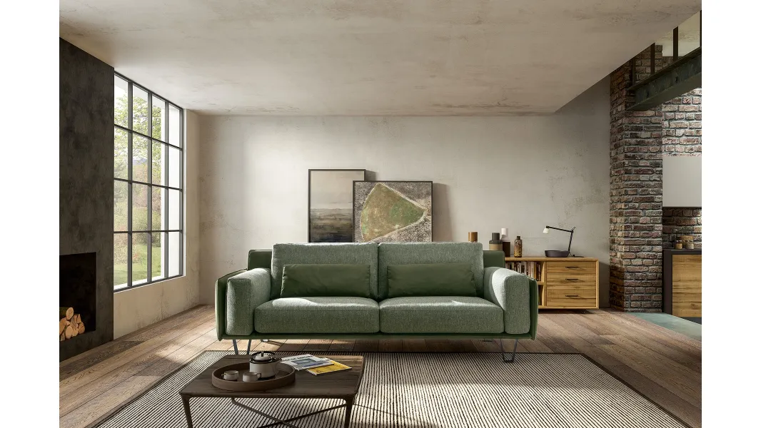 Divano lineare in tessuto Living Chic di Samoa