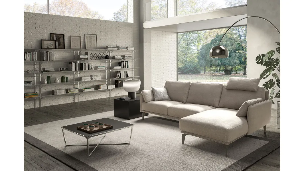 Divano moderno in tessuto con penisola Living Minimal di Samoa