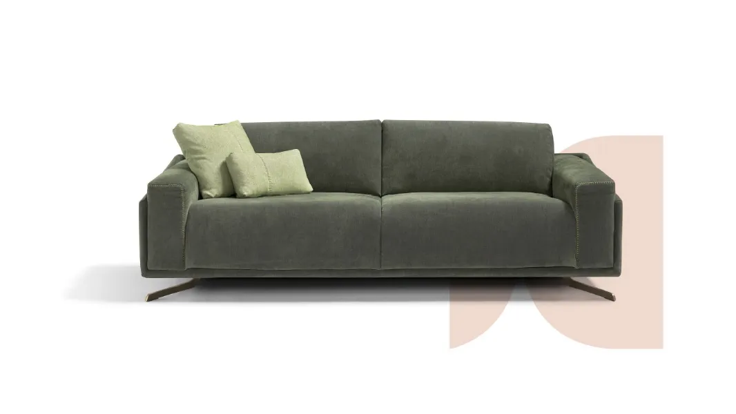 Divano letto in velluto verde con cuciture a vista Space di Dienne Salotti