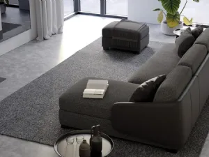 Divano letto Vivien in tessuto e pelle con penisola di Milano Bedding