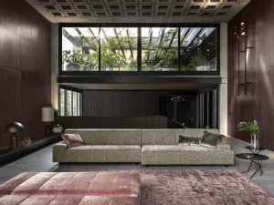 Divano con penisola in tessuto dal design lineare Zara di Nicoline