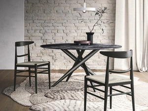 Sedia in frassino tinto carbone e seduta in paglia Louis di Sedit