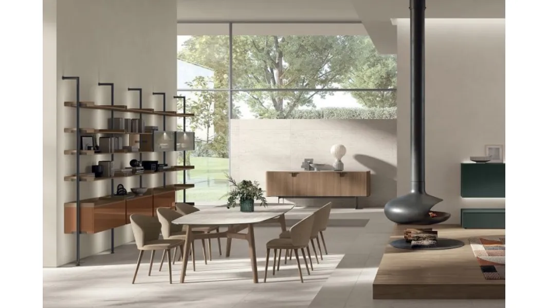 Sedia Meryl in tessuto e legno di Tomasella