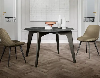 Tavolo rotondo Magic con top in laminato e gambe in massello di Frassino verniciato di Arredo3