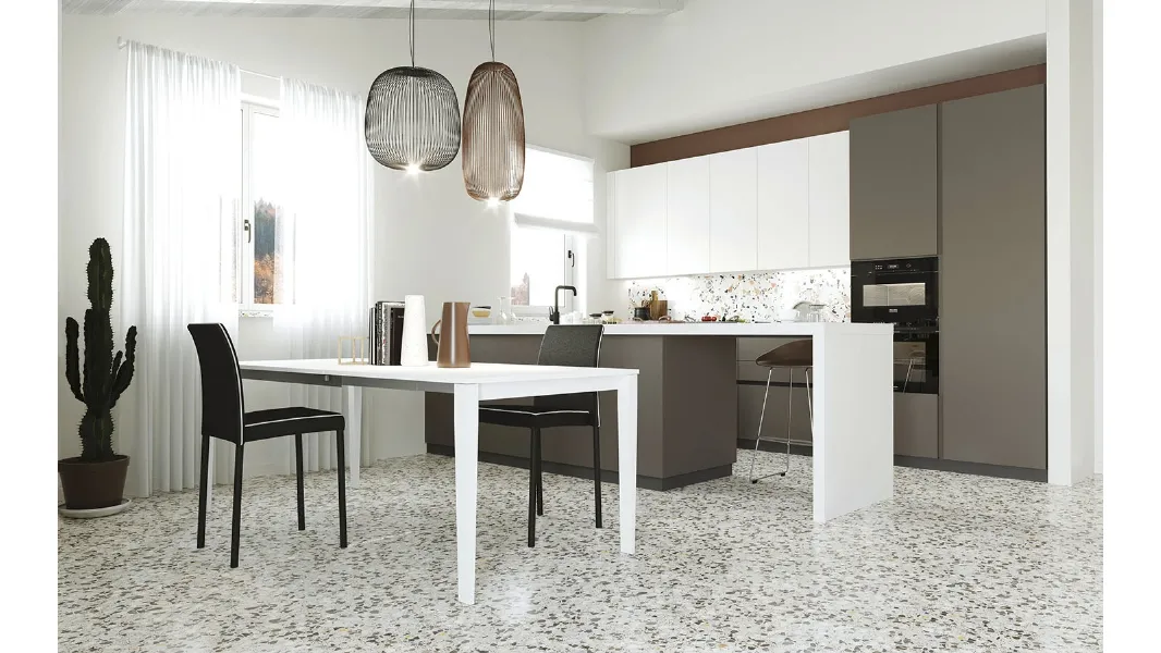 Tavolo allungabile Diapason in vetroceramica bianco Calacatta di Zamagna