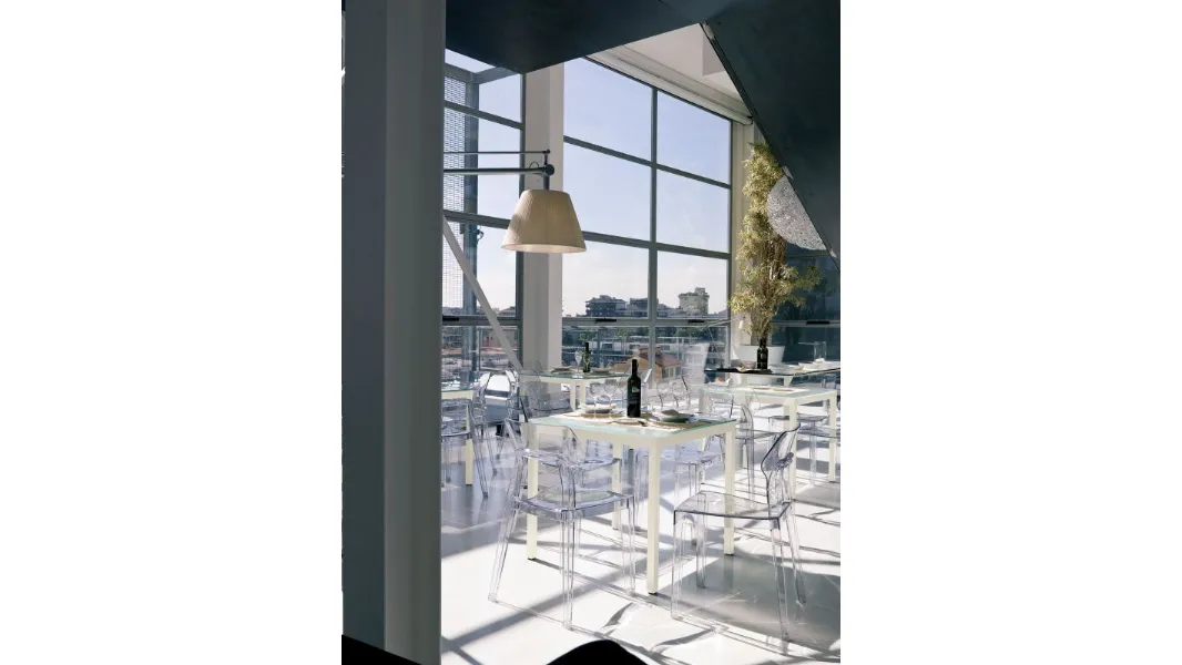 Tavolo da esterno Diesis Outdoor in vetro e metallo di Bontempi moderno fisso