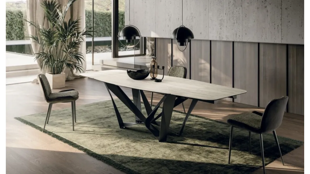 Tavolo allungabile Papillon in ceramica travertino di Sedit