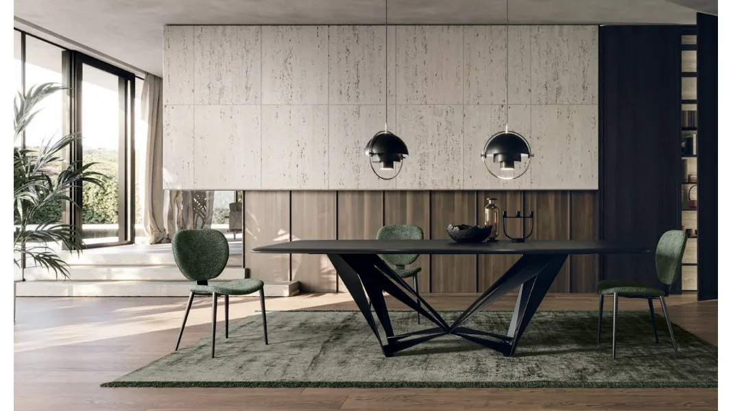 Tavolo in impiallacciato frassino tinto carbone Papillon di Sedit