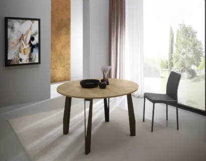 Tavolo T1377A Jet 120 Rotondo in melaminico rovere di Zamagna