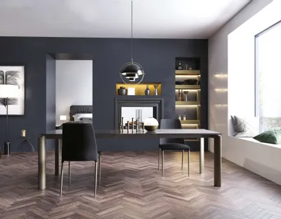 Tavolo T1507 Circle 160 in vetroceramica lucida di Zamagna