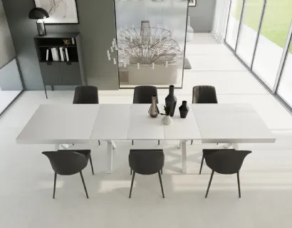 Tavolo allungabile XL in melaminico bianco di Zamagna