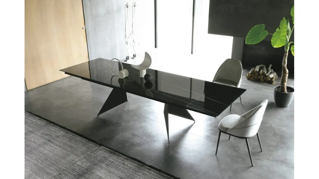 Tavolo allungabile Vela finitura Glass Decor di Sedit