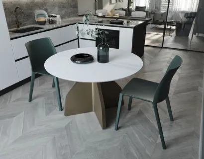 Tavolo rotondo allungabile Wing in ceramica bianco assoluto di Zamagna