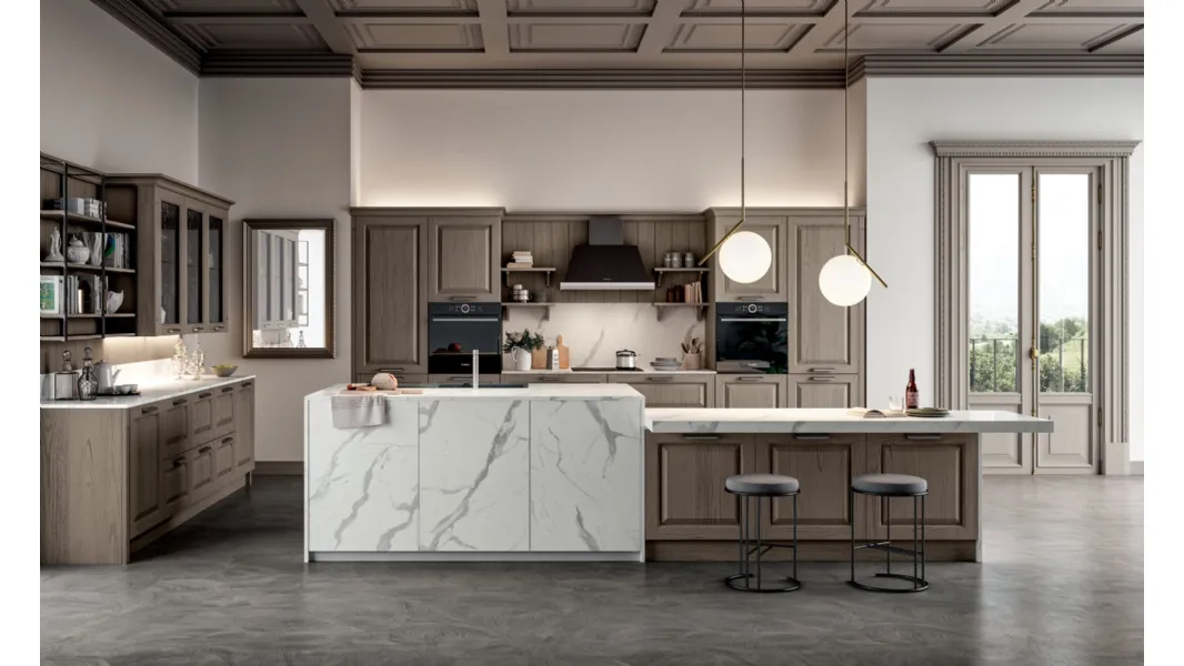 Cucina Classica in frassino laccato con isola Romantica 01 di Gentili Cucine