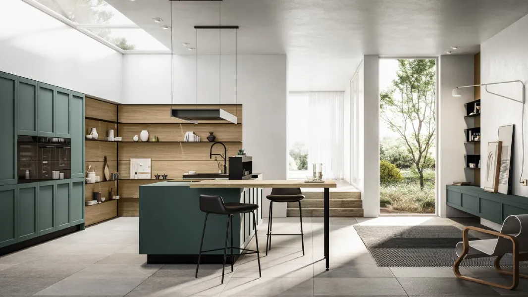 Cucina Moderna in Pet e laminato con isola Alma di Arredo3