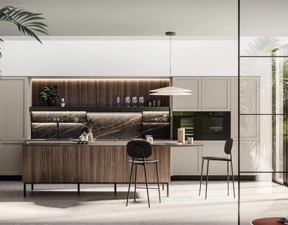 Cucina Moderna con isola Alma 01 in pet e laminato di Arredo3
