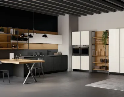 Cucina Moderna angolare in legno laccato Asia 02 di Arredo3