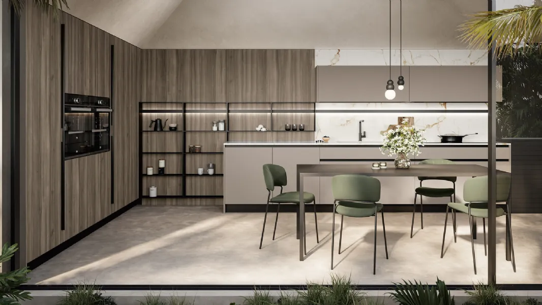Cucina Moderna angolare Cloe 06 in laccato e laminato di Arredo3