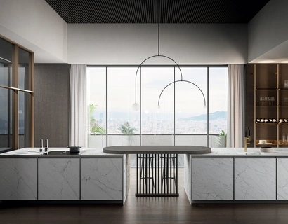 Cucina Moderna con penisola Kronos 01 in laminam di Arredo3