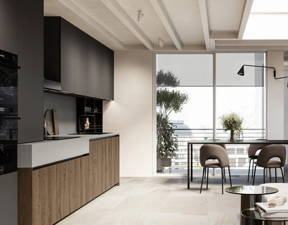 Cucina Moderna lineare Asia 03 in rovere e laccato di Arredo3