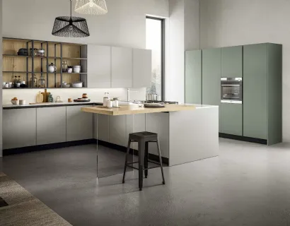 Cucina Moderna con penisola in laccato e laminato Cloe 04 di Arredo3