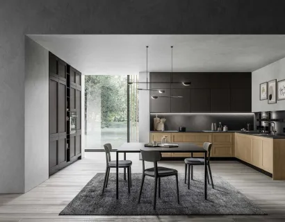 Cucina Moderna angolare in rovere brandy e laccato Frida 03 di Arredo3