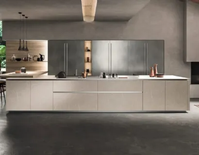 Cucina con isola e penisola Time 03 in laminato HPL di Gentili Cucine