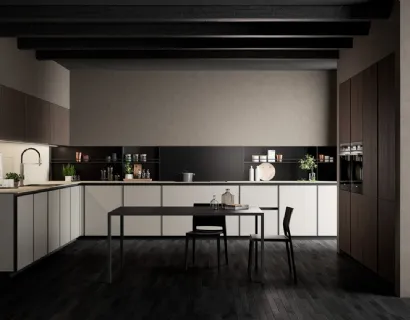 Cucina Moderna angolare Kronos in vetro Nebbia opaco di Arredo3