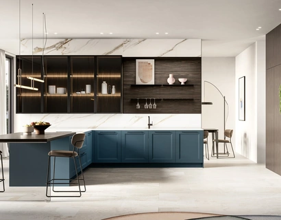 Cucina Moderna con penisola Meg 01 in laccato e laminato di Arredo3