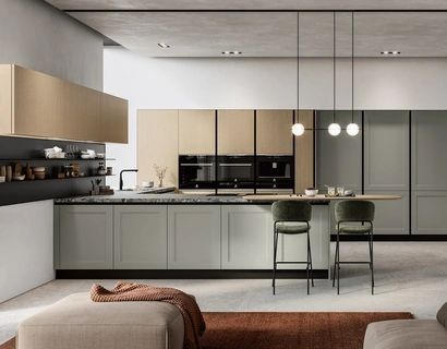 Cucina Moderna con penisola Meg 02 in laccato e legno di Arredo3