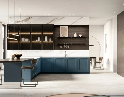 Cucina Moderna in laccato e laminato con penisola Meg di Arredo3