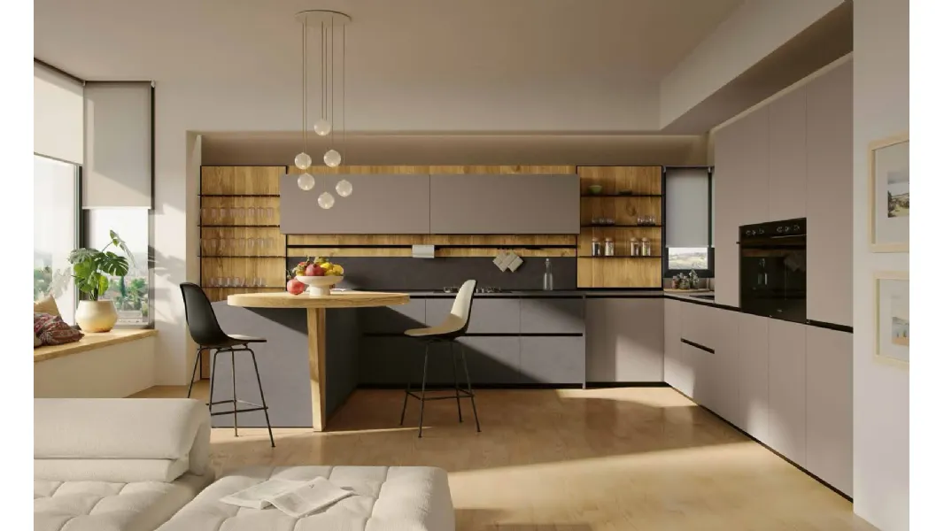 Cucina Moderna in pet e laminato con penisola MK11 di Gentili Cucine