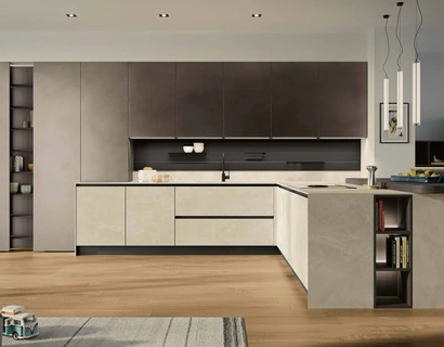 Cucina Moderna con penisola MK12 in laminam e laccato di Gentili Cucine