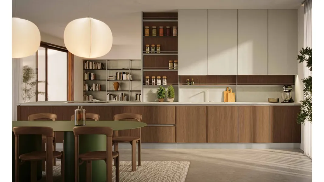 Cucina Moderna lineare MK02 in legno e laccato di Gentili Cucine