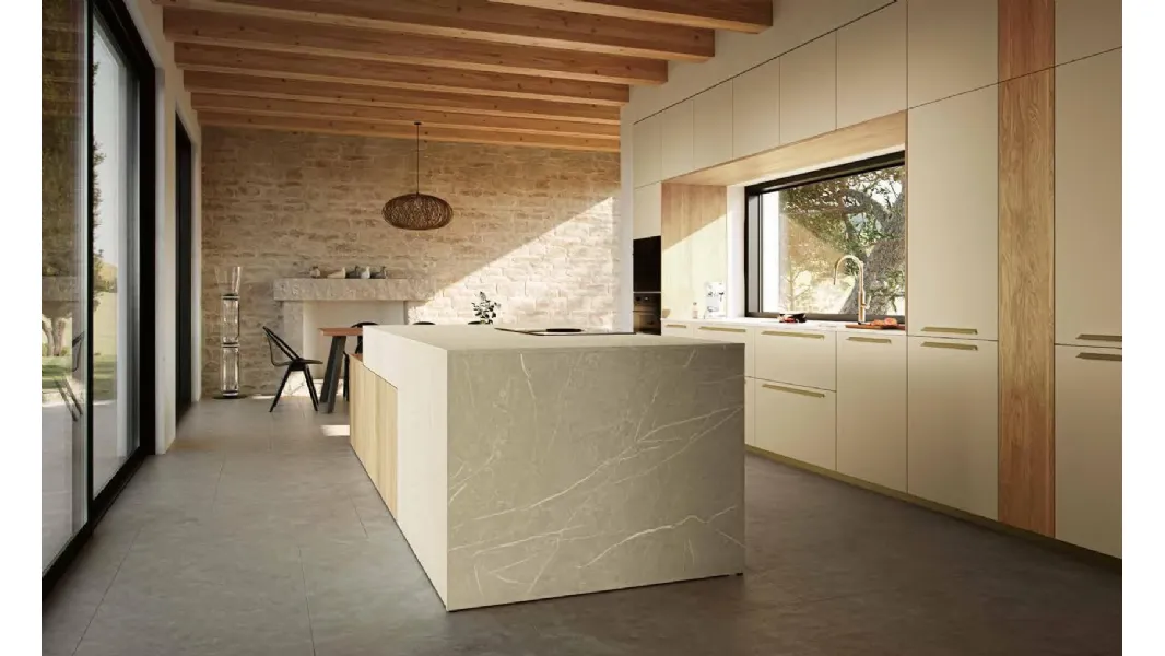 Cucina Moderna con isola MK04 in melaminico e laminato di Gentili Cucine