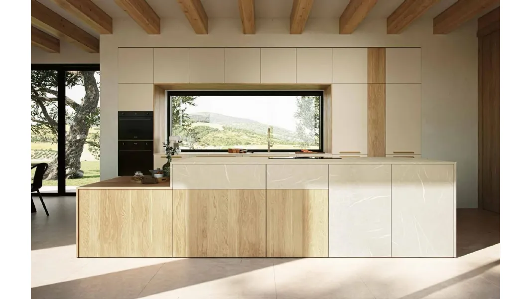 Cucina Moderna con isola MK04 in melaminico e laminato di Gentili Cucine
