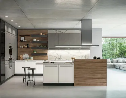 Cucina Moderna con isola Tekna 01 in pet e laminato di Arredo3