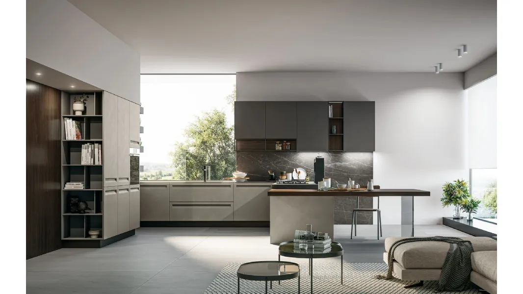 Cucina Moderna in Pet e laminato con penisola Tekna 05 di Arredo3