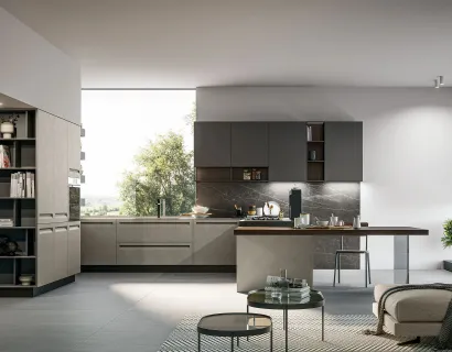 Cucina Moderna in Pet e laminato con penisola Tekna 05 di Arredo3