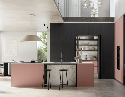 Cucina Moderna con isola Time 06 in laccato opaco e legno di Arredo3