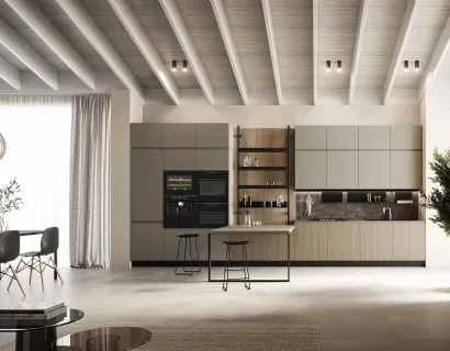 Cucina Moderna in laccato e laminato con penisola Wega 05 di Arredo3