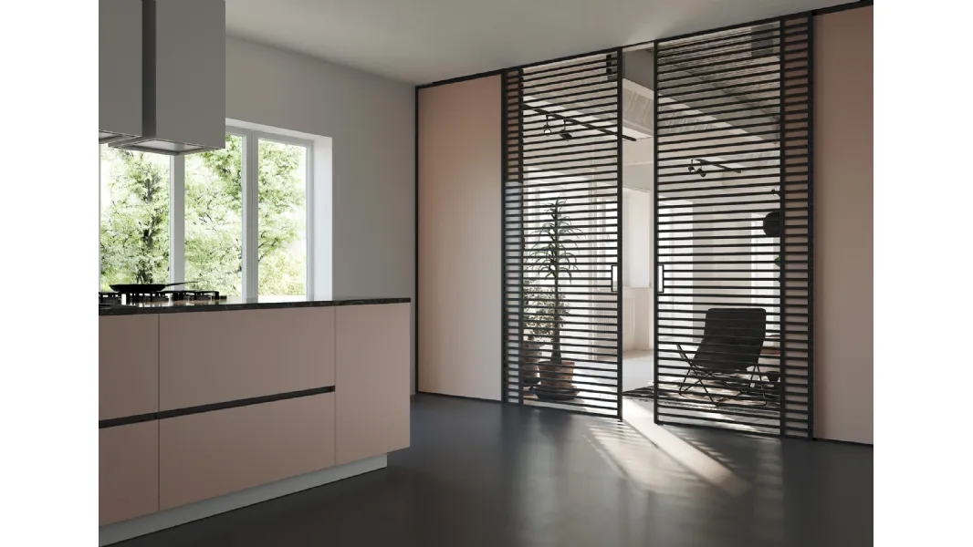 Porta per interni Factory T1T60 in vetro con telaio in alluminio di Foa