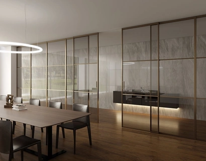 Porta per interni scorrevole Factory T3 in vetro con telaio in alluminio di Foa