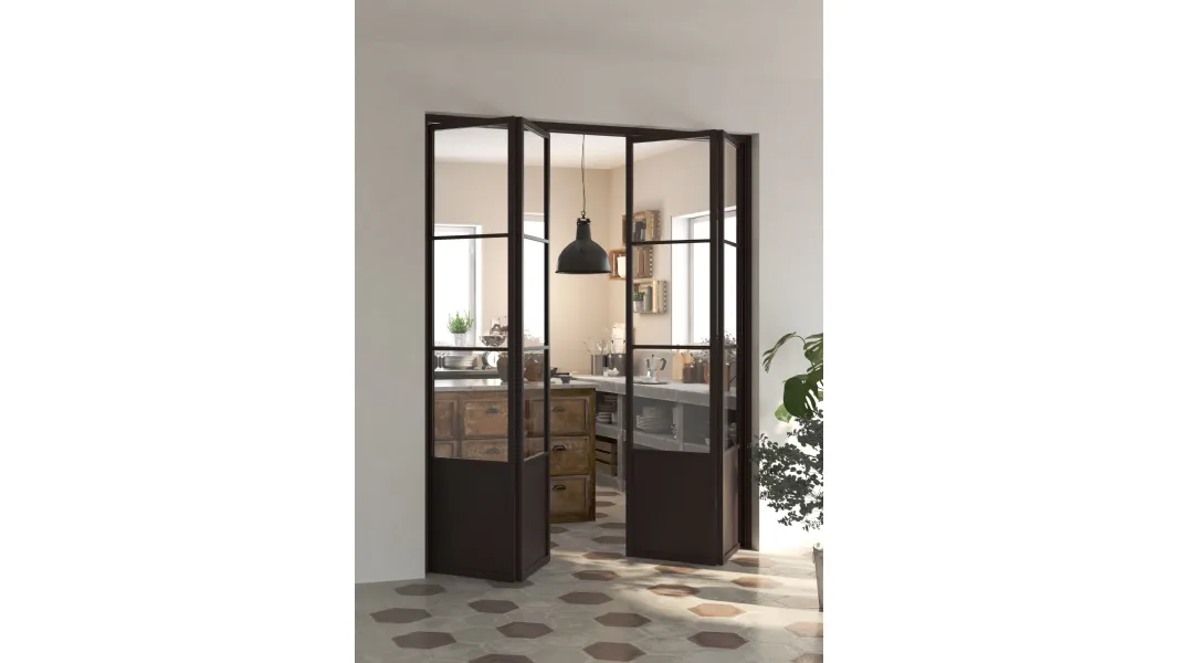 Porta per interni a libro Factory T4 Total Brown di Foa