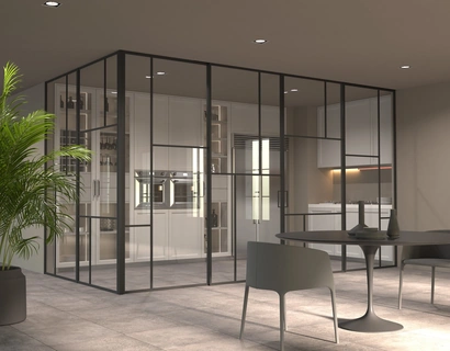 Porta per interni scorrevole Factory TM in vetro con telaio in alluminio di Foa