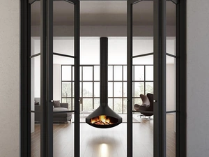 Porta per interni a libro Flat F3 in legno laccato e vetro di Foa